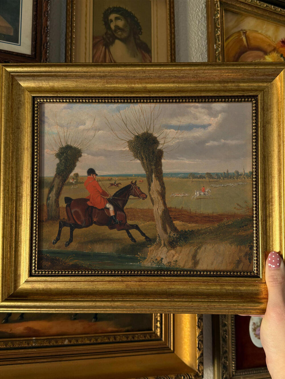 Vintage Style Jockey & Horse Art Print Framed Size 8x10